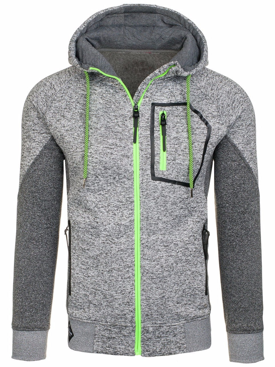 Veste à capuche à manches longues pour hommes veste à poches zippées avec panneaux
