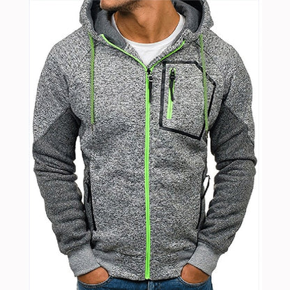 Veste à capuche à manches longues pour hommes veste à poches zippées avec panneaux