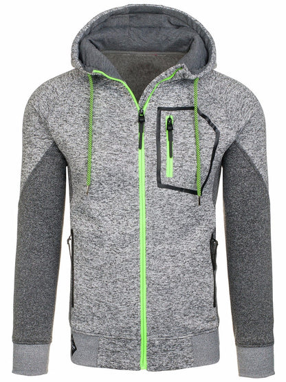Veste à capuche à manches longues pour hommes veste à poches zippées avec panneaux