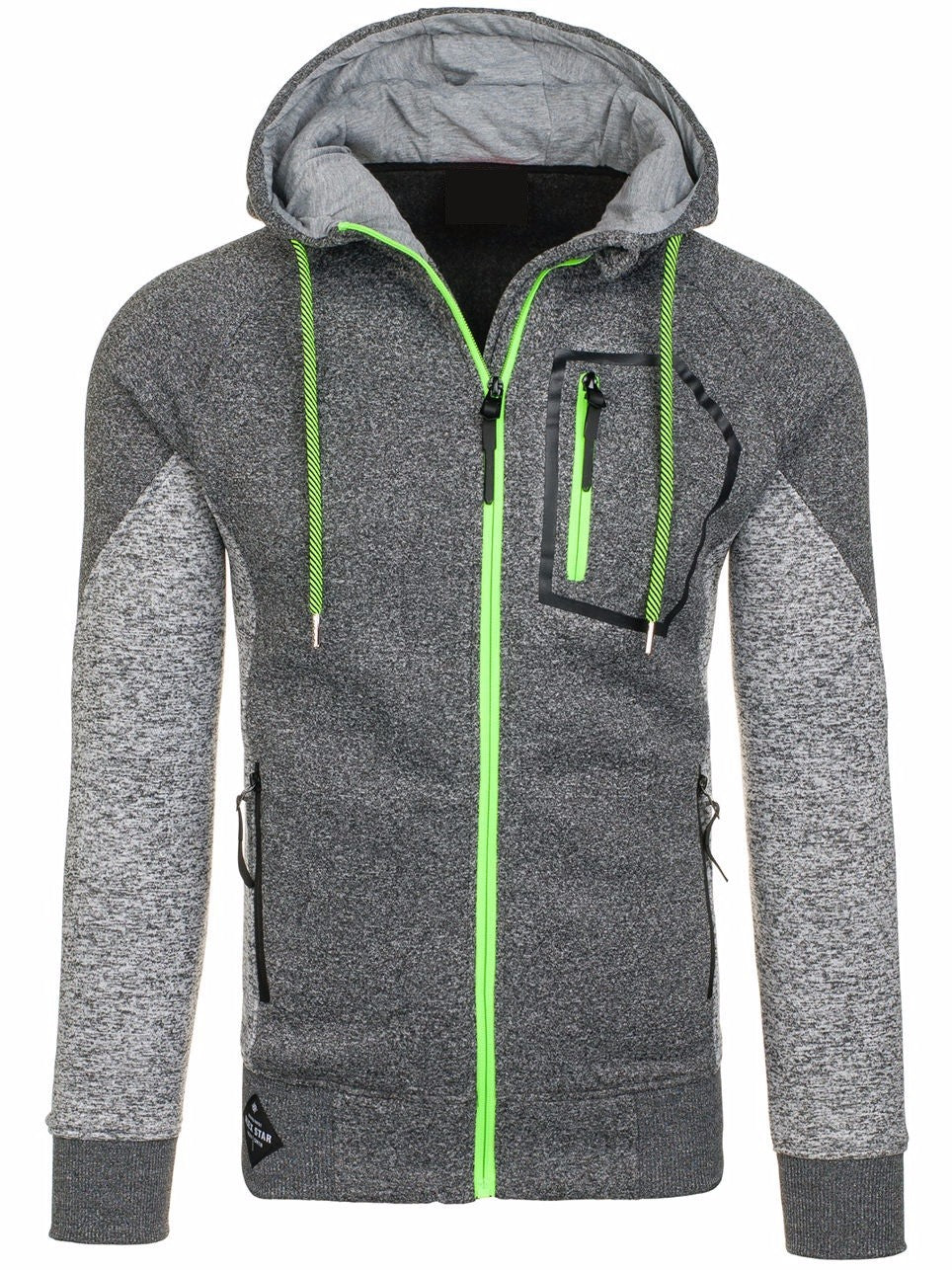 Veste à capuche à manches longues pour hommes veste à poches zippées avec panneaux