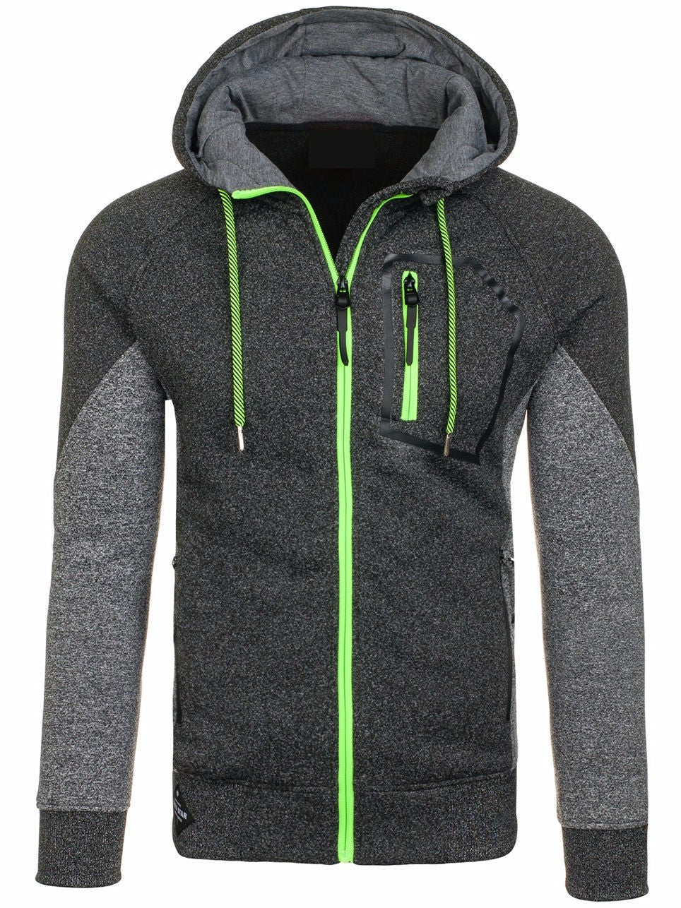 Veste à capuche à manches longues pour hommes veste à poches zippées avec panneaux