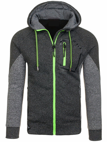 Veste à capuche à manches longues pour hommes veste à poches zippées avec panneaux