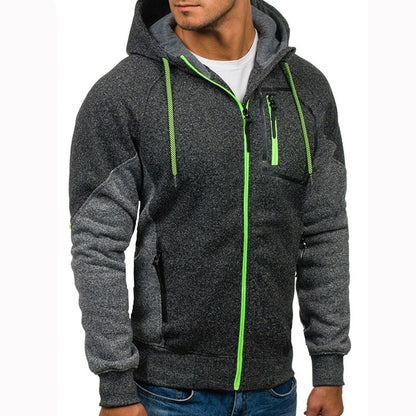 Veste à capuche à manches longues pour hommes veste à poches zippées avec panneaux